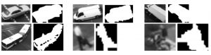 Series of segmented images for different types of vehicles
