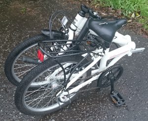 Folded view of the Carrera Transit folding bike