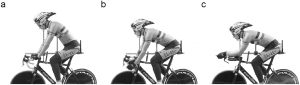 Cyclist shown in each position from the side