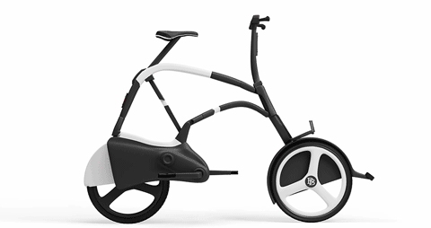 Animation showing the BriefBike folding bike being folded and unfolded in a single motion