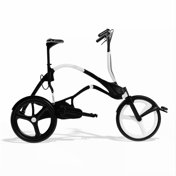 Animated PNG showing BriefBike folding bike folding and unfolding